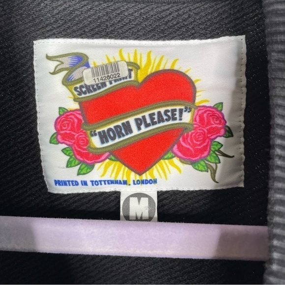 Horn Please! Screen Print Merci De Klaxonner Earth Sweatshirt - Picture 2 of 7